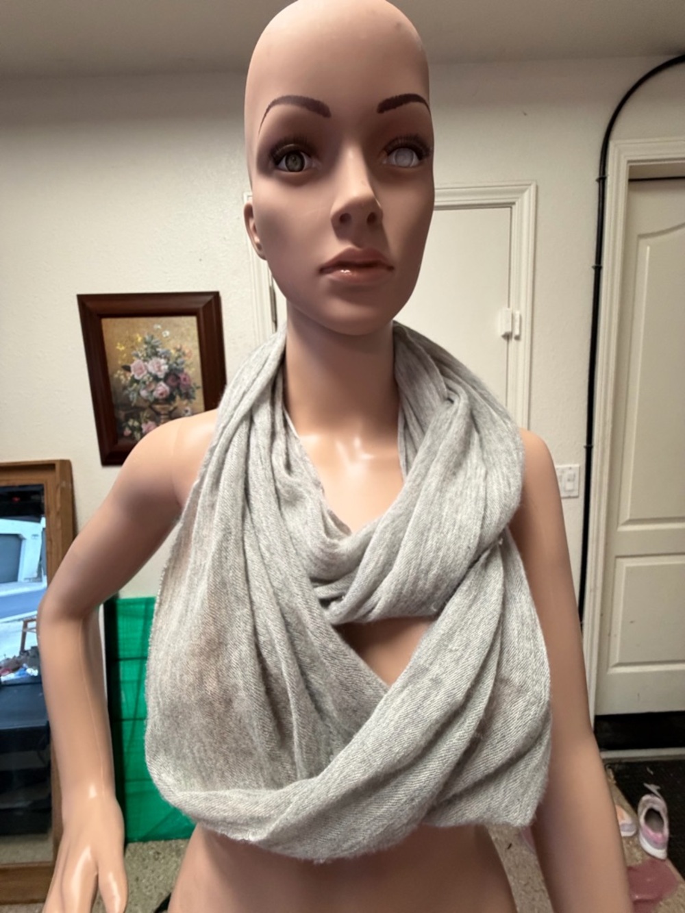 Restoration Hardware Light Gray Infinity Scarf 100% Cashmere